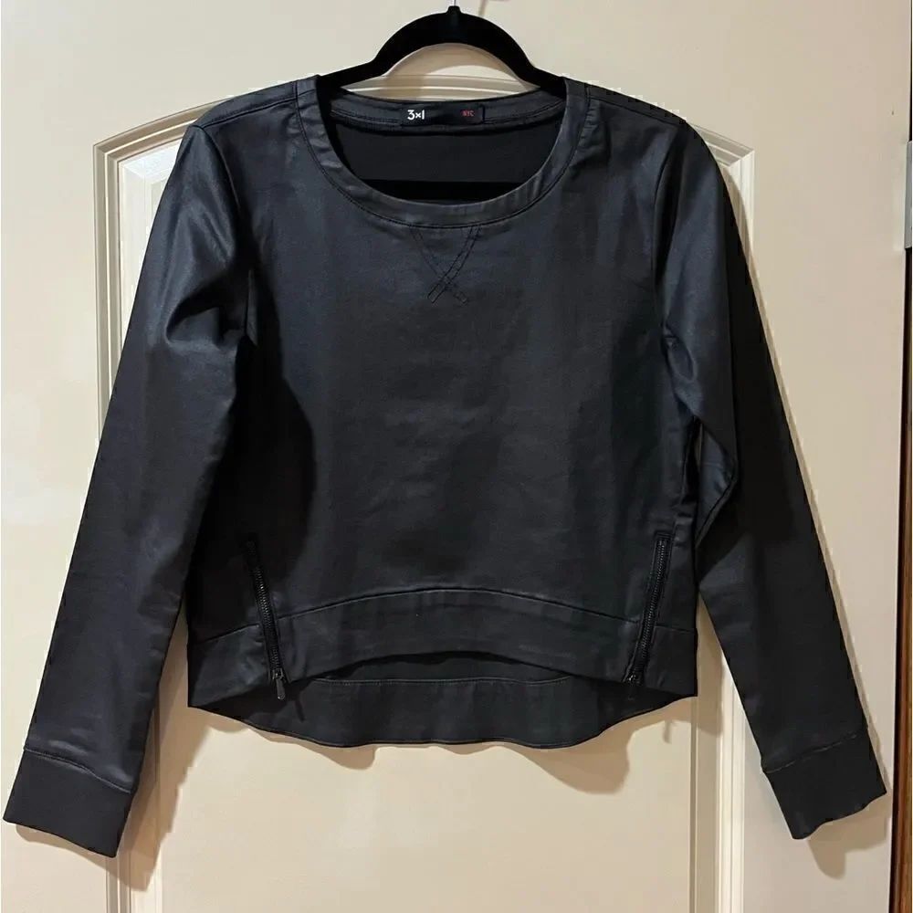 3x1 NYC Long Sleeve Crop Top Black Women’s Size Small